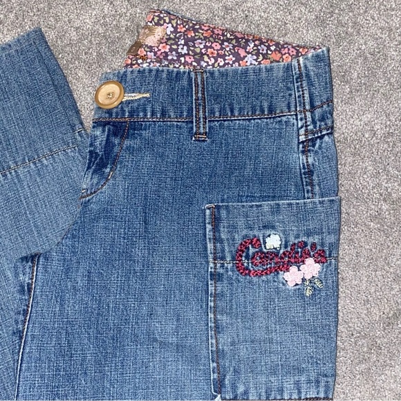 0 XS VTG Y2k Candies Denim Bell Bottom Wide Leg Flare Side Pocket Low Rose Jeans - Picture 2 of 11